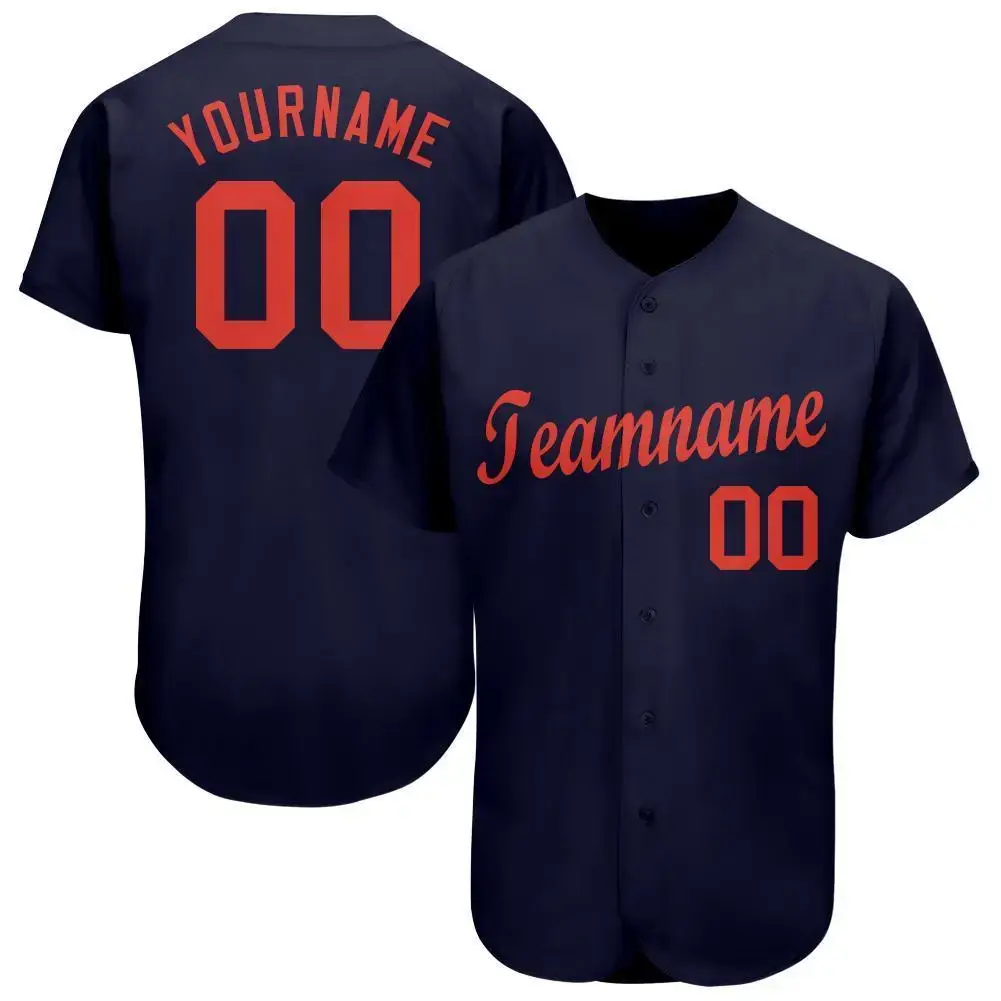 Custom Navy Orange Baseball Jersey Image