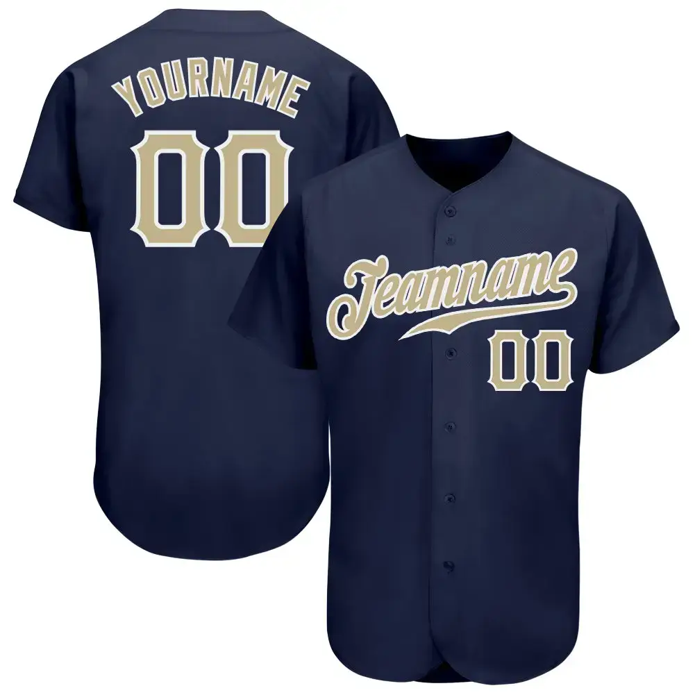 Custom Navy Vegas Gold-White Authentic Baseball Jersey Image