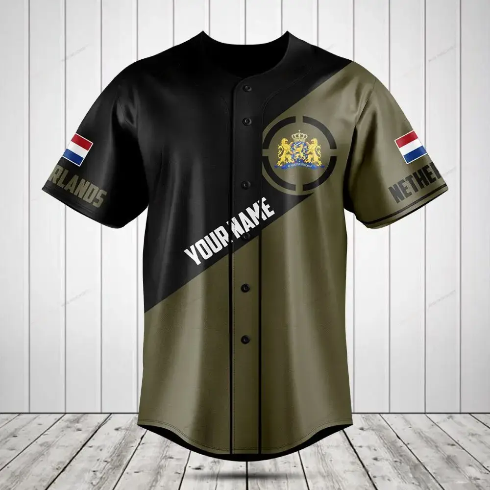 Custom Netherlands Baseball Jersey – Personalized Name & Flag Design Image