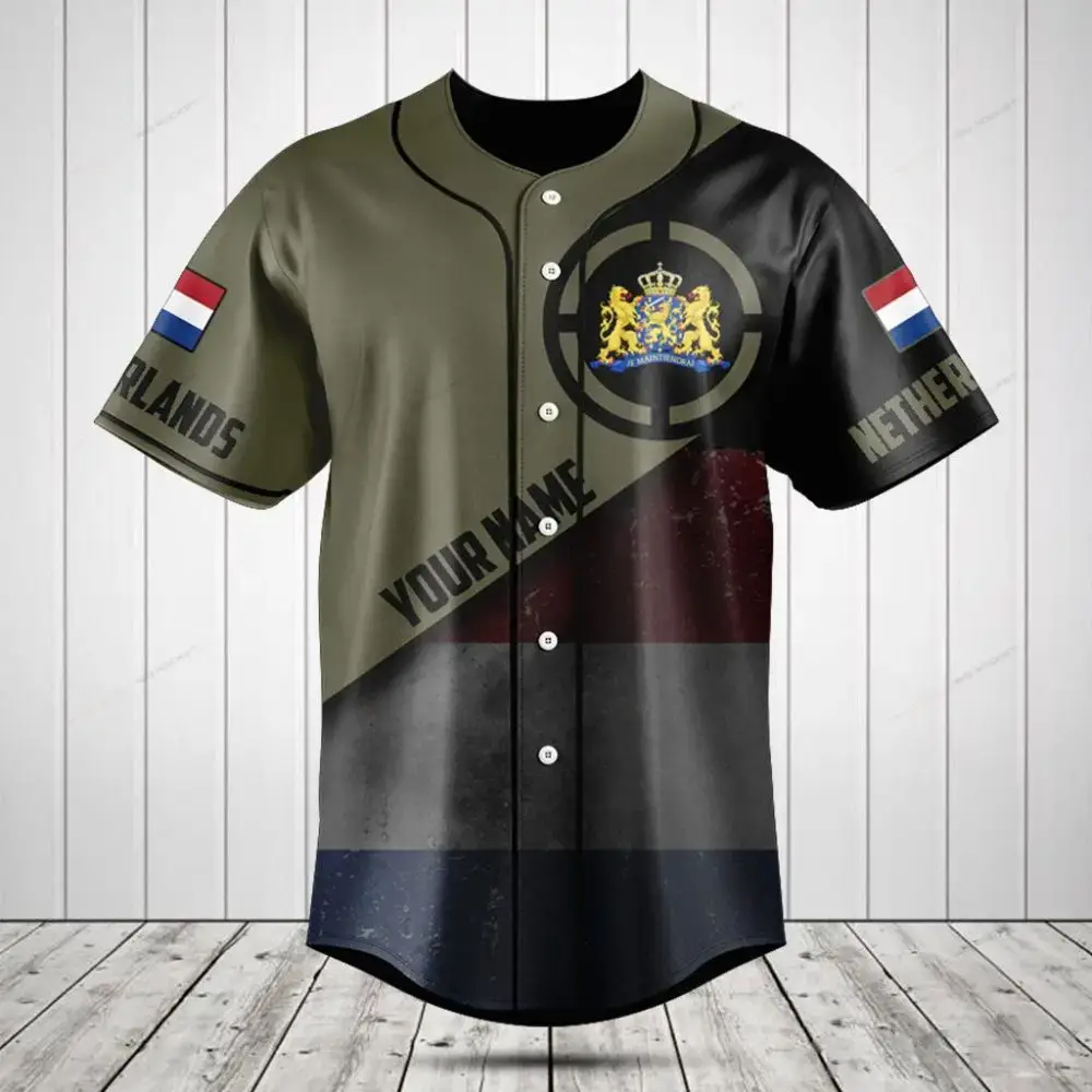 Custom Netherlands Baseball Jersey - Personalized Flag Design, Premium Quality Sportswear Image