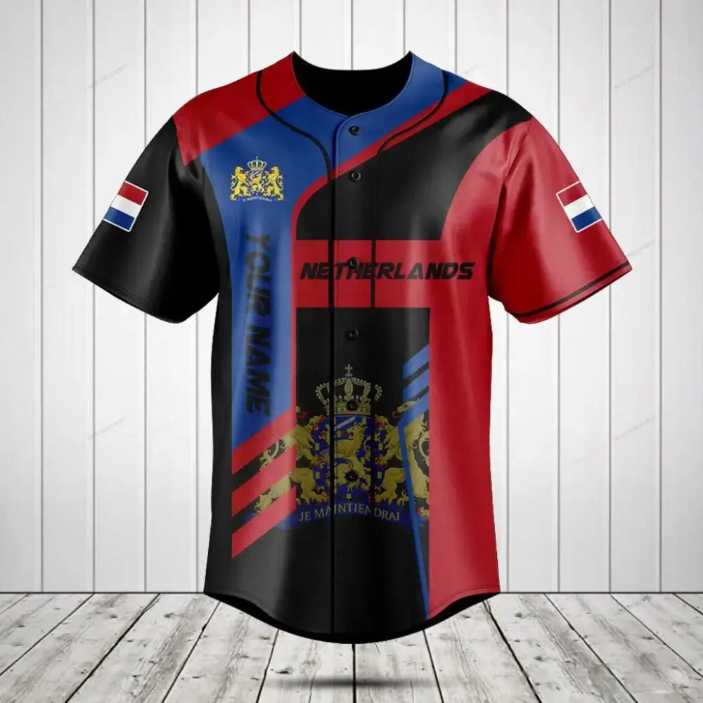 Custom Netherlands Baseball Jersey - Personalized Name & Flag Design , Show Your Pride! Image