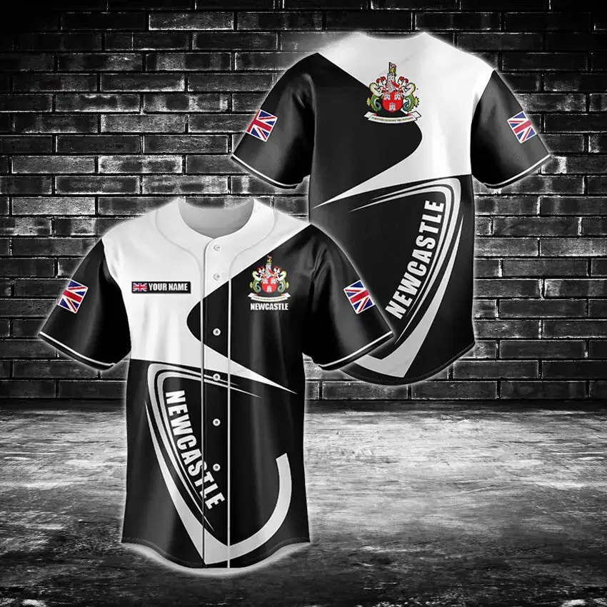Custom Newcastle Baseball Jersey – Personalized Name & Flag Design, Breathable Sportswear Image