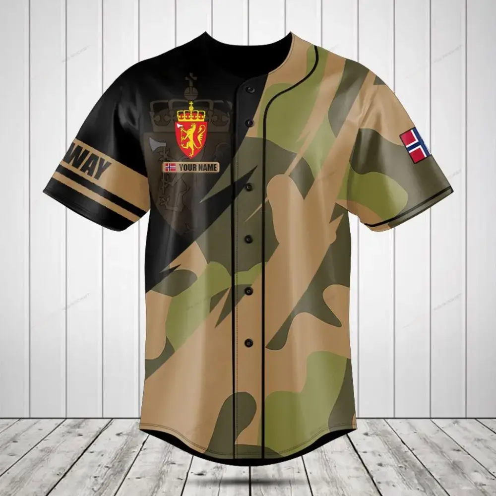 Custom Norway Camo Baseball Jersey - Personalized Men'S Sportswear Image