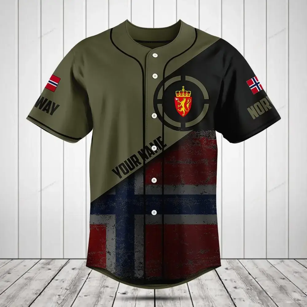 Custom Norway Flag Baseball Jersey - Personalized Name & Number, Stylish Sportswear Image