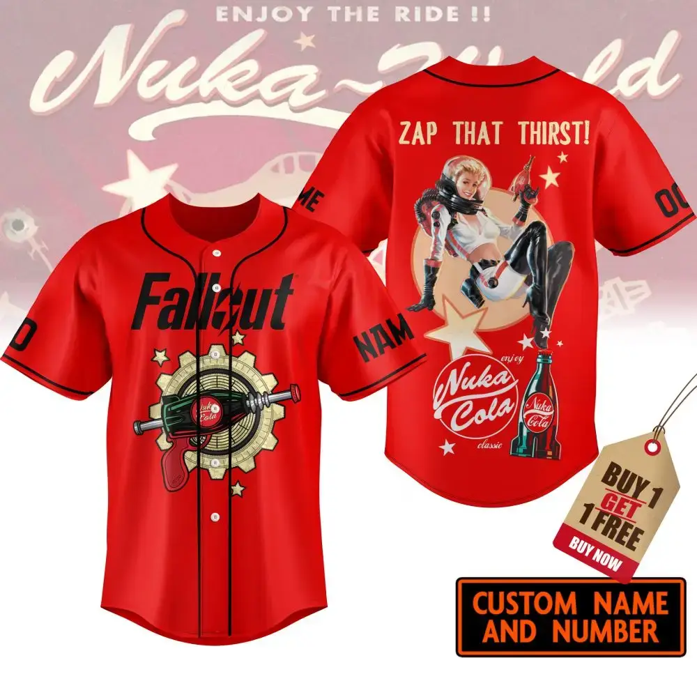 Custom Nuka Cola Baseball Jersey - Buy 1 Get 1 Free! Personalize Your Style Today! Image