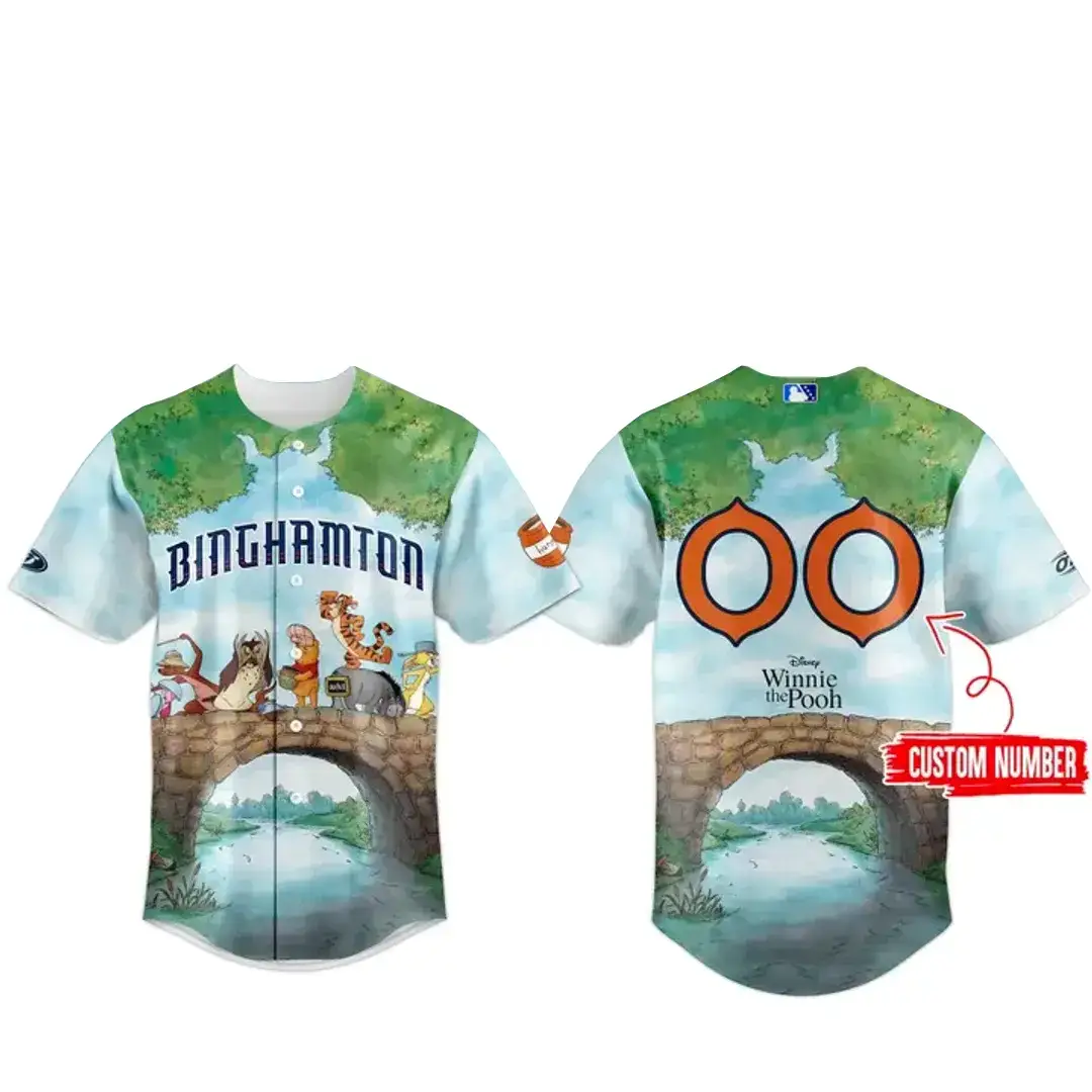 Custom Number Binghamton Rumble Ponies x Winnie the Pooh 2026 Baseball Jersey Image