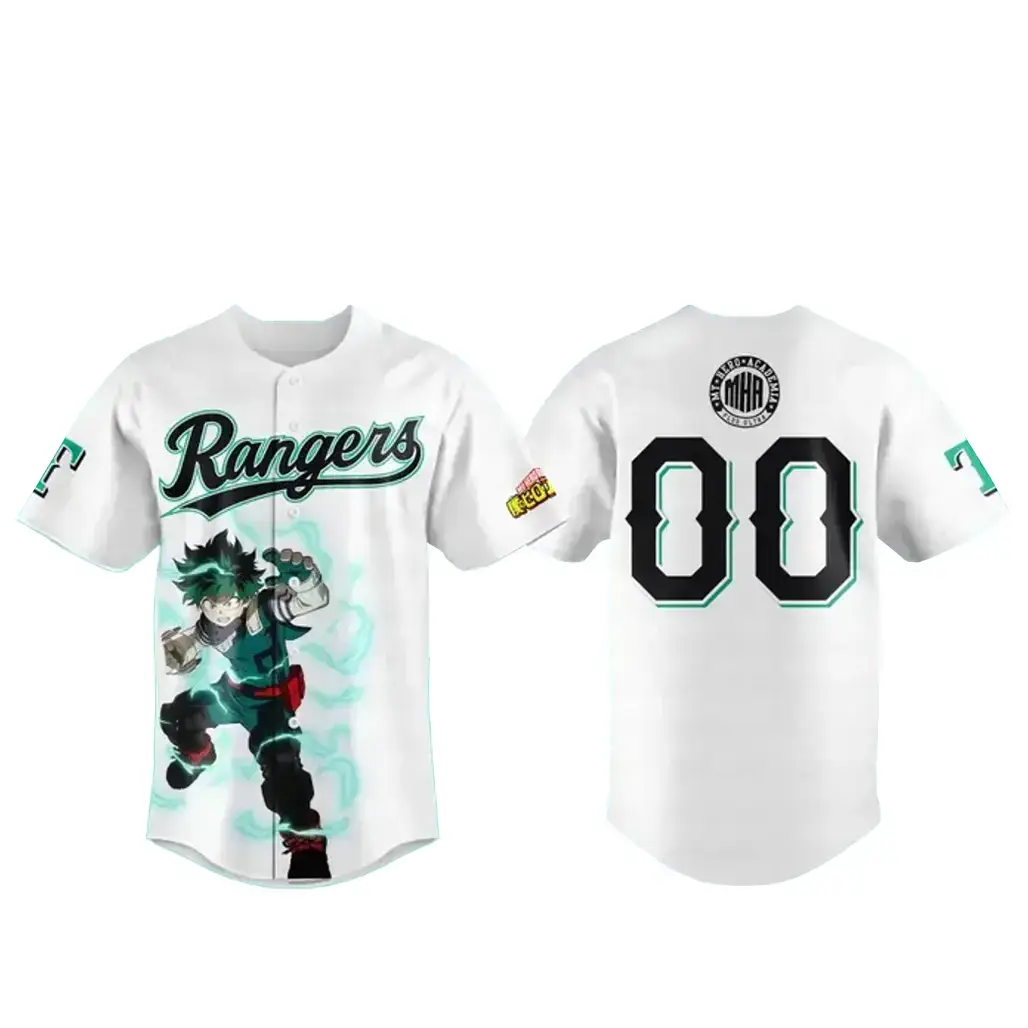 Custom Number Texas Rangers x My Hero Academia Theme Nights 2026 Baseball Jersey Image