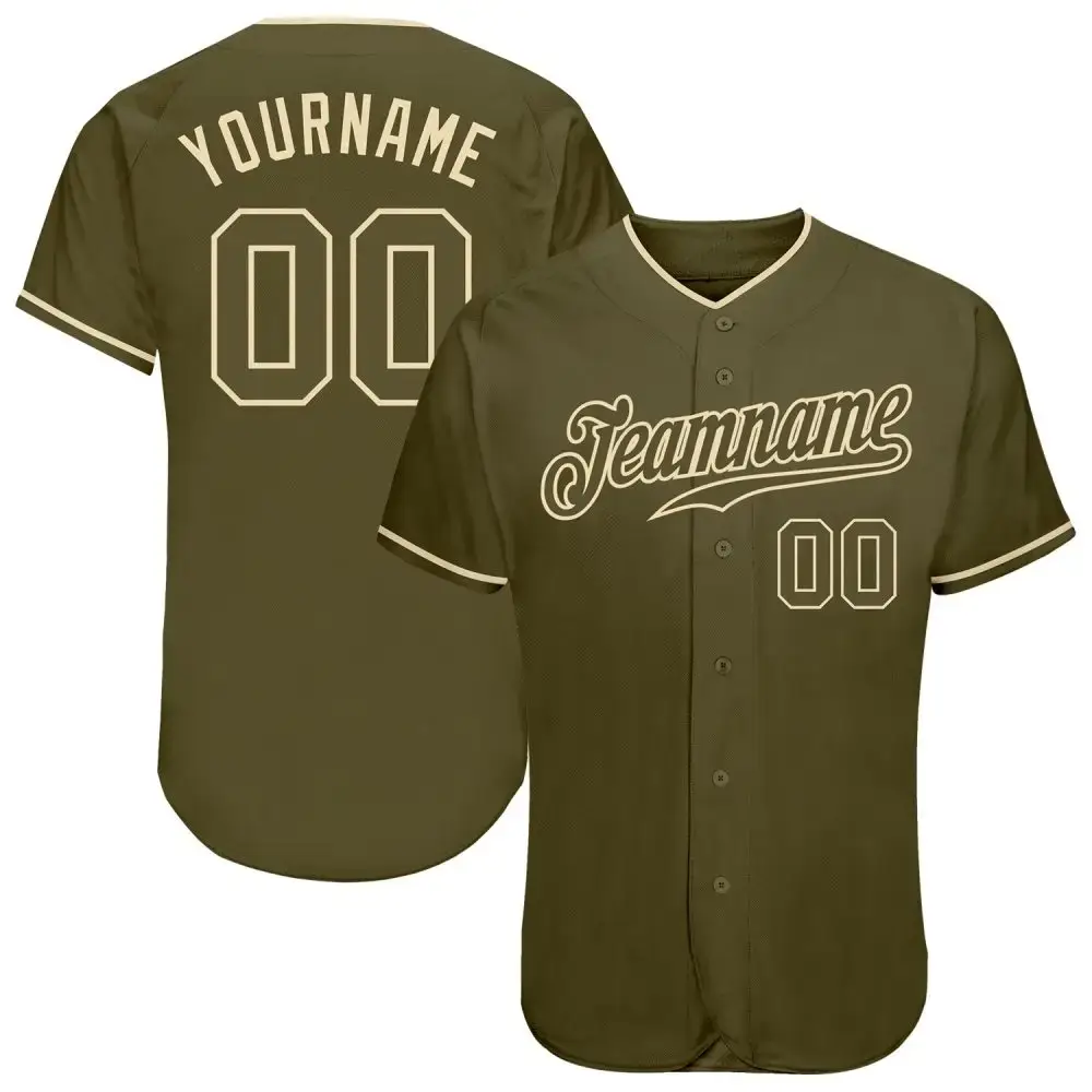 Custom Olive Olive-Cream Authentic Salute To Service Baseball Jersey Image
