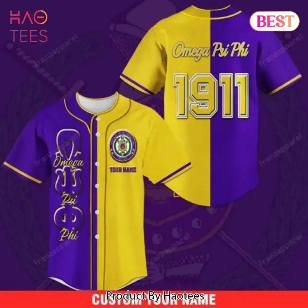Custom Omega Psi Phi 1911 Baseball Jersey - Personalized Greek Apparel Gift Image