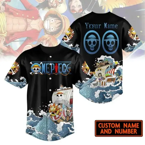 Custom One Piece Baseball Jersey - Personalize Name & Number - Anime Fan Gift Image