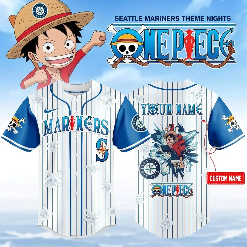 Custom One Piece X Mariners Baseball Jersey – Personalized Anime Fan Gear Image