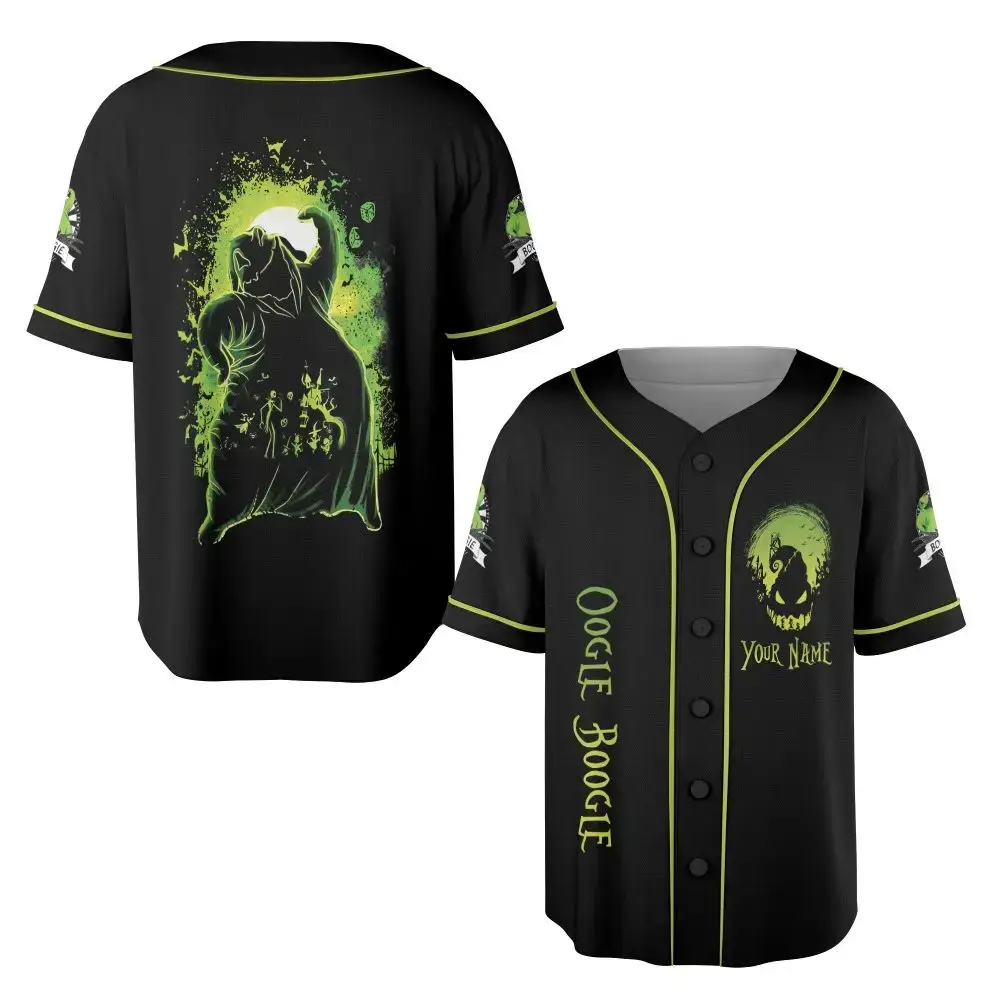 Custom Oogie Boogie Baseball Jersey - Glow In The Dark Halloween Shirt Image