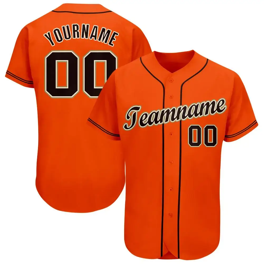 Custom Orange Black Cream-Old Gold Baseball Jersey Image