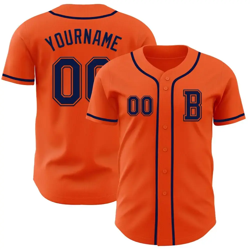 Custom Orange Navy Authentic Baseball Jersey Image