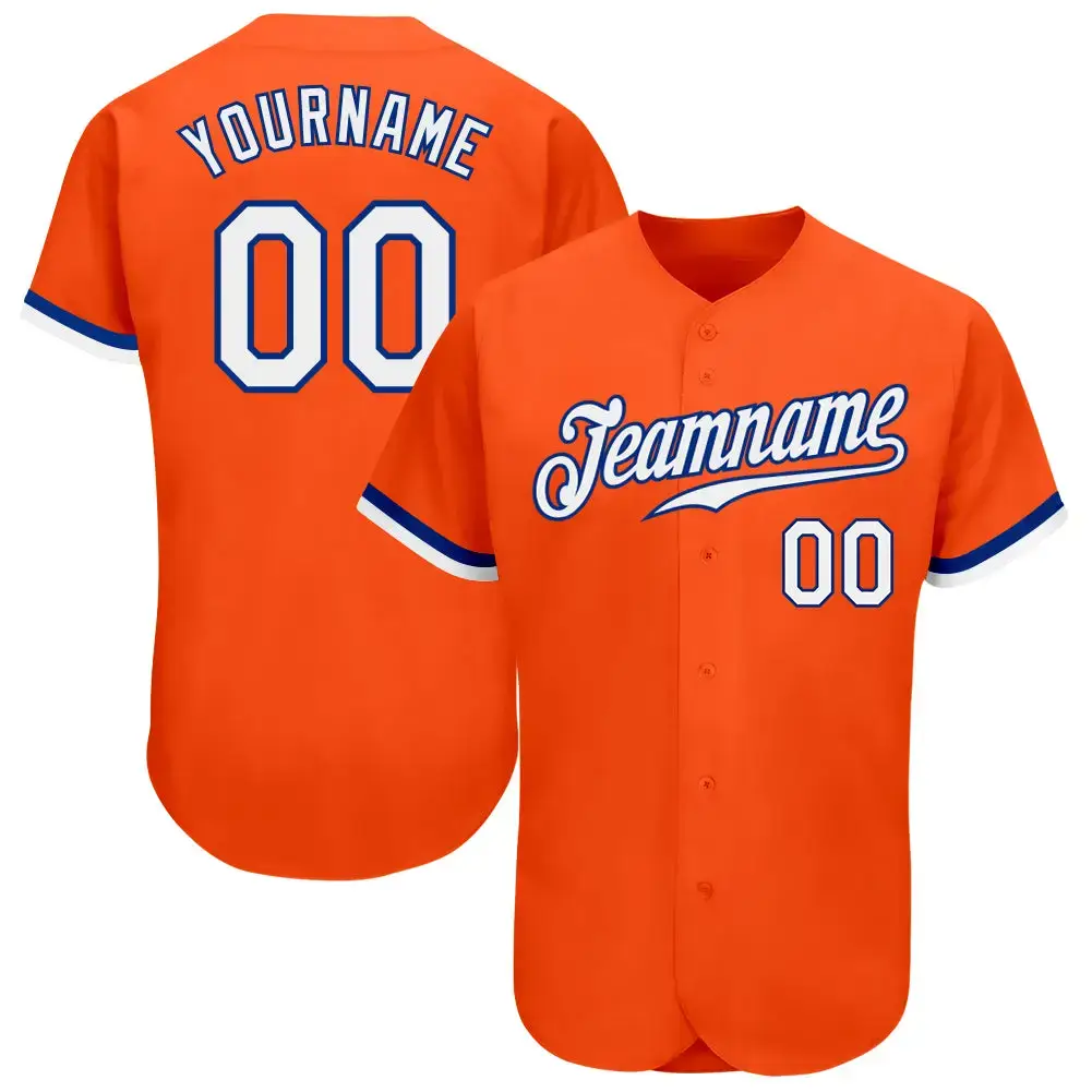 Custom Orange White-Royal Authentic Baseball Jersey Image