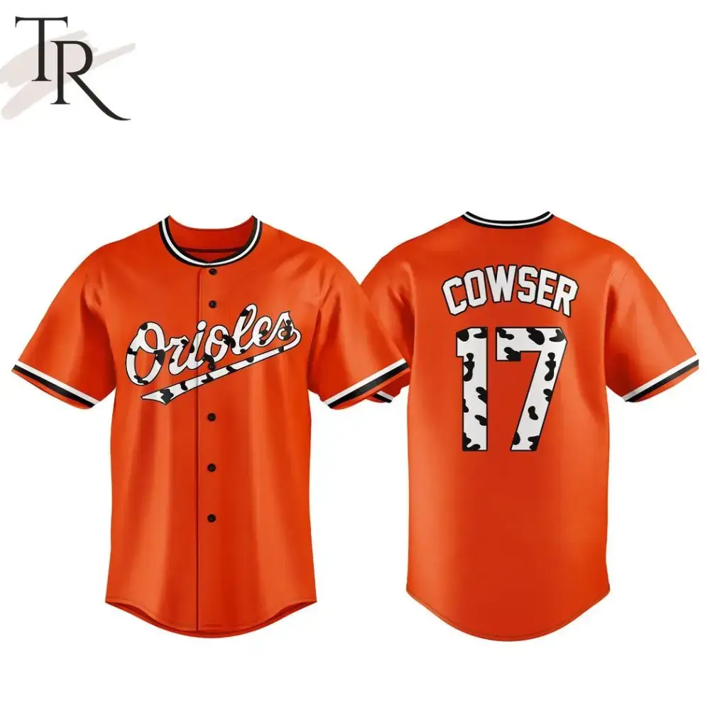 Custom Orioles Baseball Jersey - Cowser #17 - Vibrant Orange Fan Gear Image
