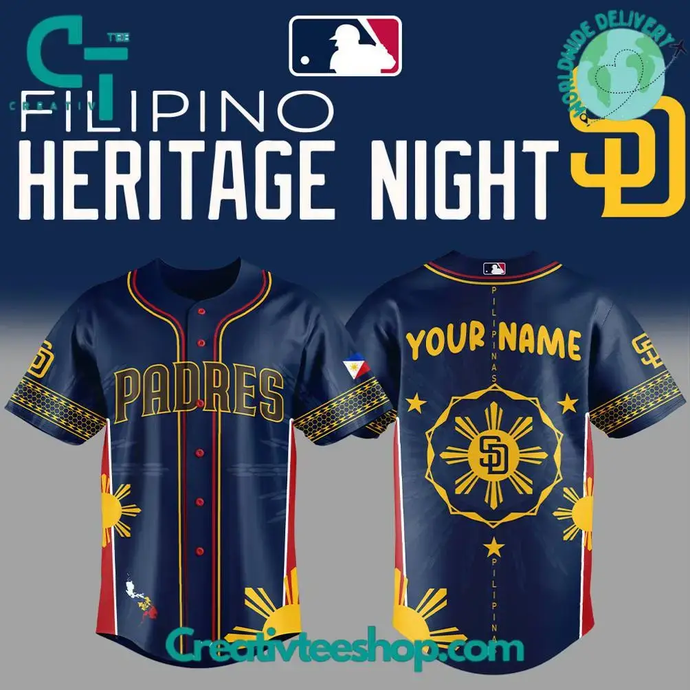 Custom Padres Filipino Heritage Night Jersey – Personalized Baseball Shirt Image