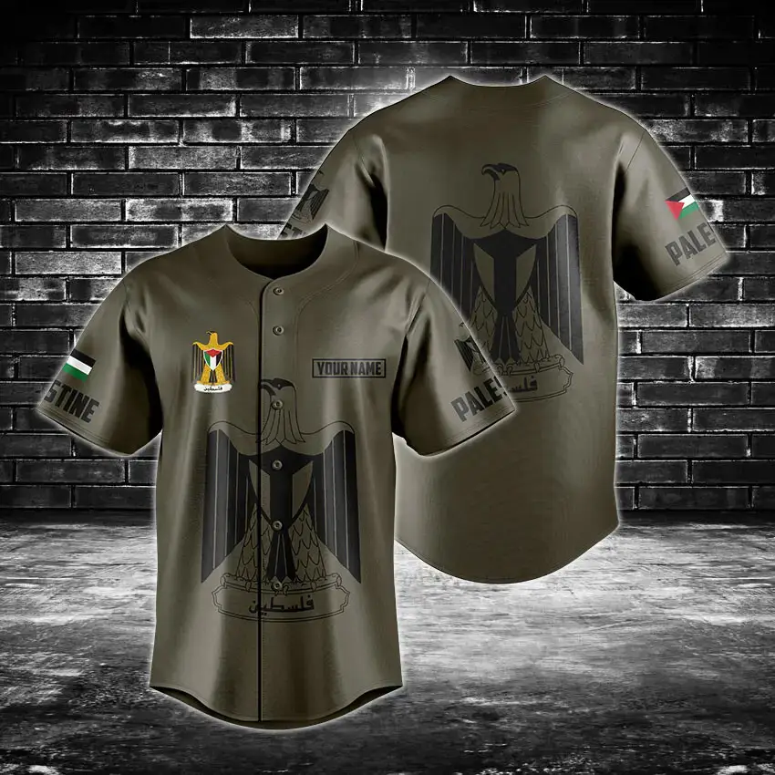 Custom Palestine Eagle Baseball Jersey - Personalized Name & Flag Design Image