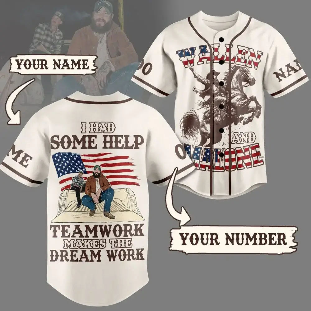 Custom Patriotic Baseball Jersey - Personalize Name & Number - Unique Teamwork Design Image