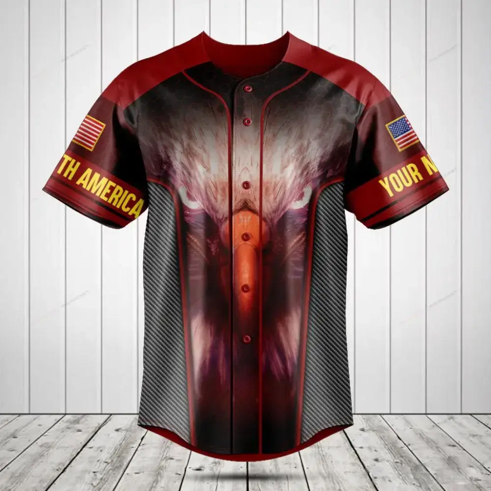 Custom Patriotic Eagle Baseball Jersey – Bold Design, Personalizable Sleeves, Perfect For Sports Enthusiasts Image