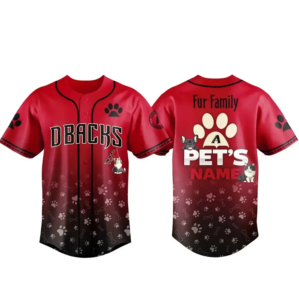 Custom Pet's Name Arizona Diamondbacks Fur Family Pet Game Night 2026 Baseball Jersey Image