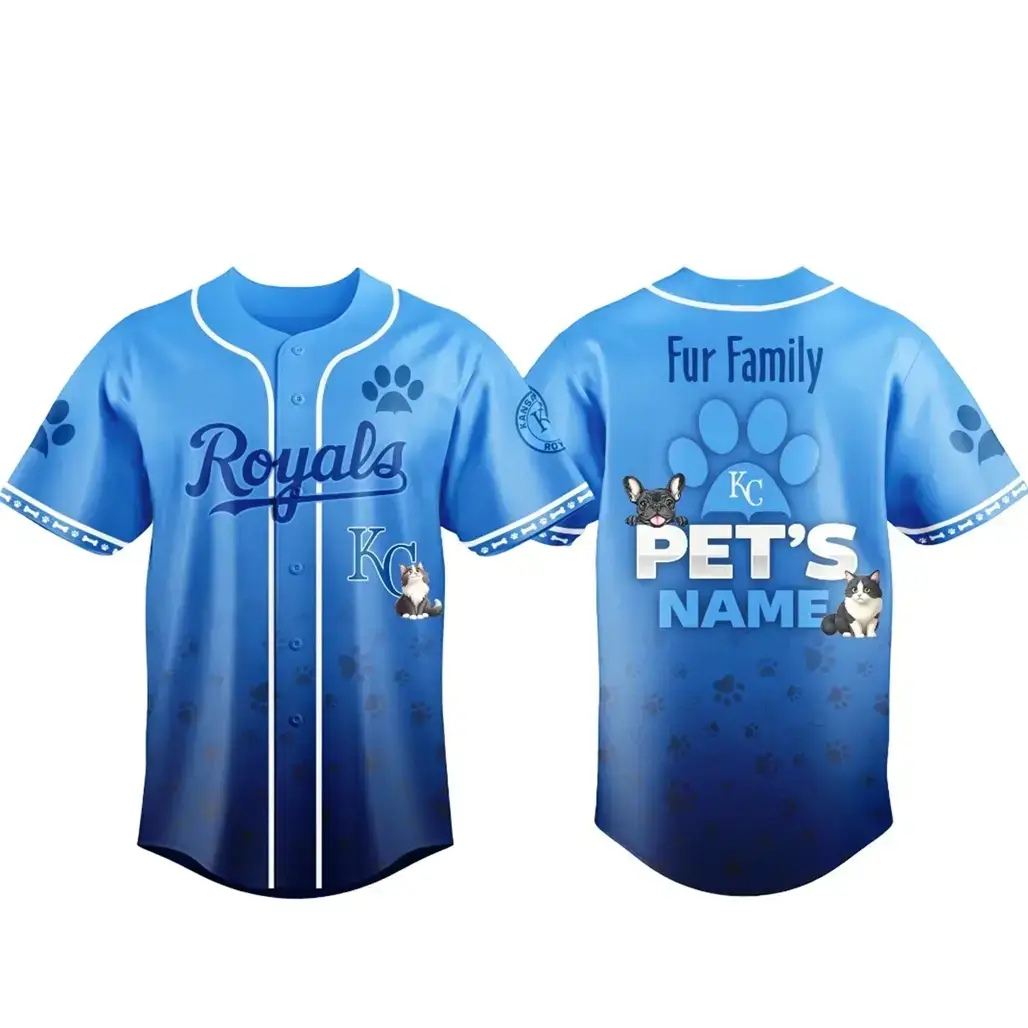 Custom Pet's Name Kansas City Royals Fur Family Pet Game Night 2026 Baseball Jersey Image
