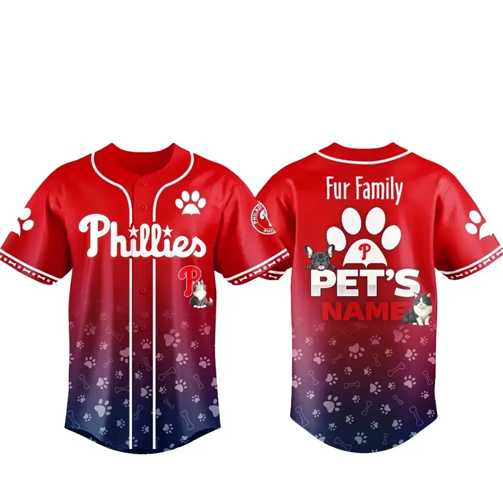 Custom Pet's Name Philadelphia Phillies Fur Family Pet Game Night 2026 Baseball Jersey Image