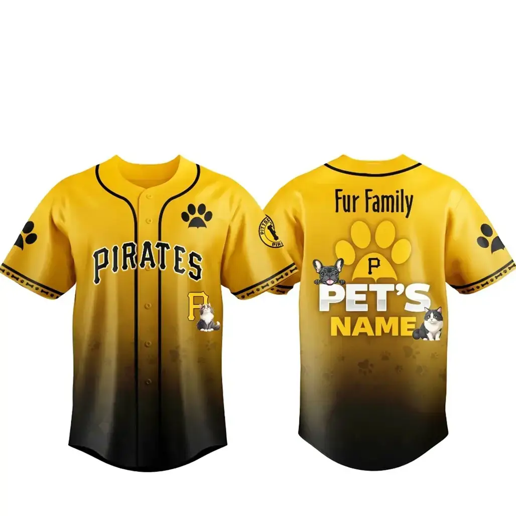 Custom Pet's Name Pittsburgh Pirates Fur Family Pet Game Night 2026 Baseball Jersey Image