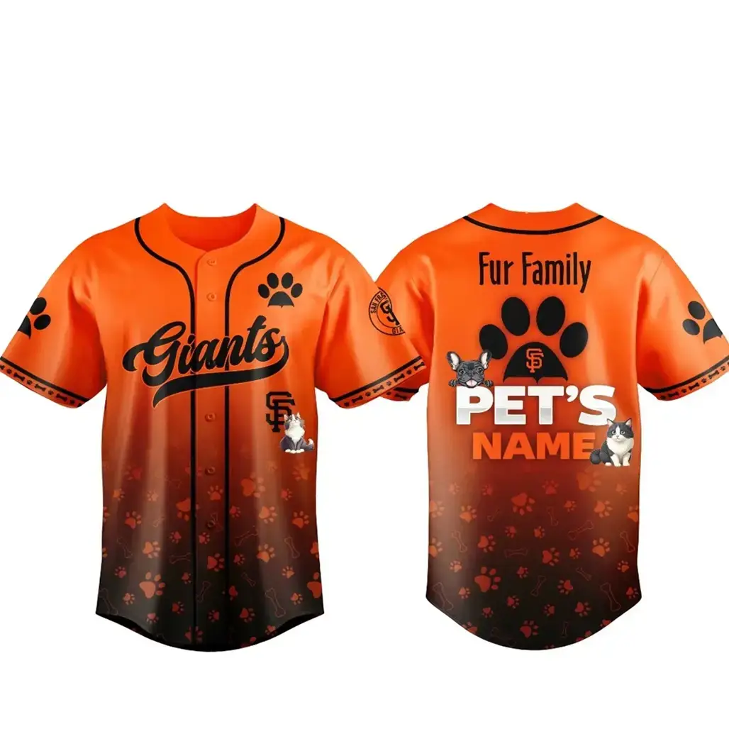 Custom Pet's Name San Francisco Giants Fur Family Pet Game Night 2026 Baseball Jersey Image