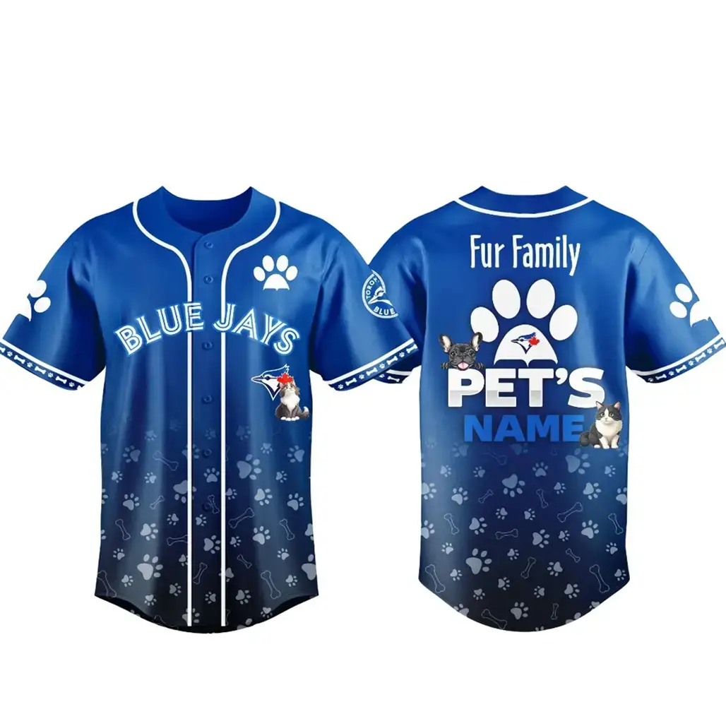 Custom Pet's Name Toronto Blue Jays Fur Family Pet Game Night 2026 Baseball Jersey Image