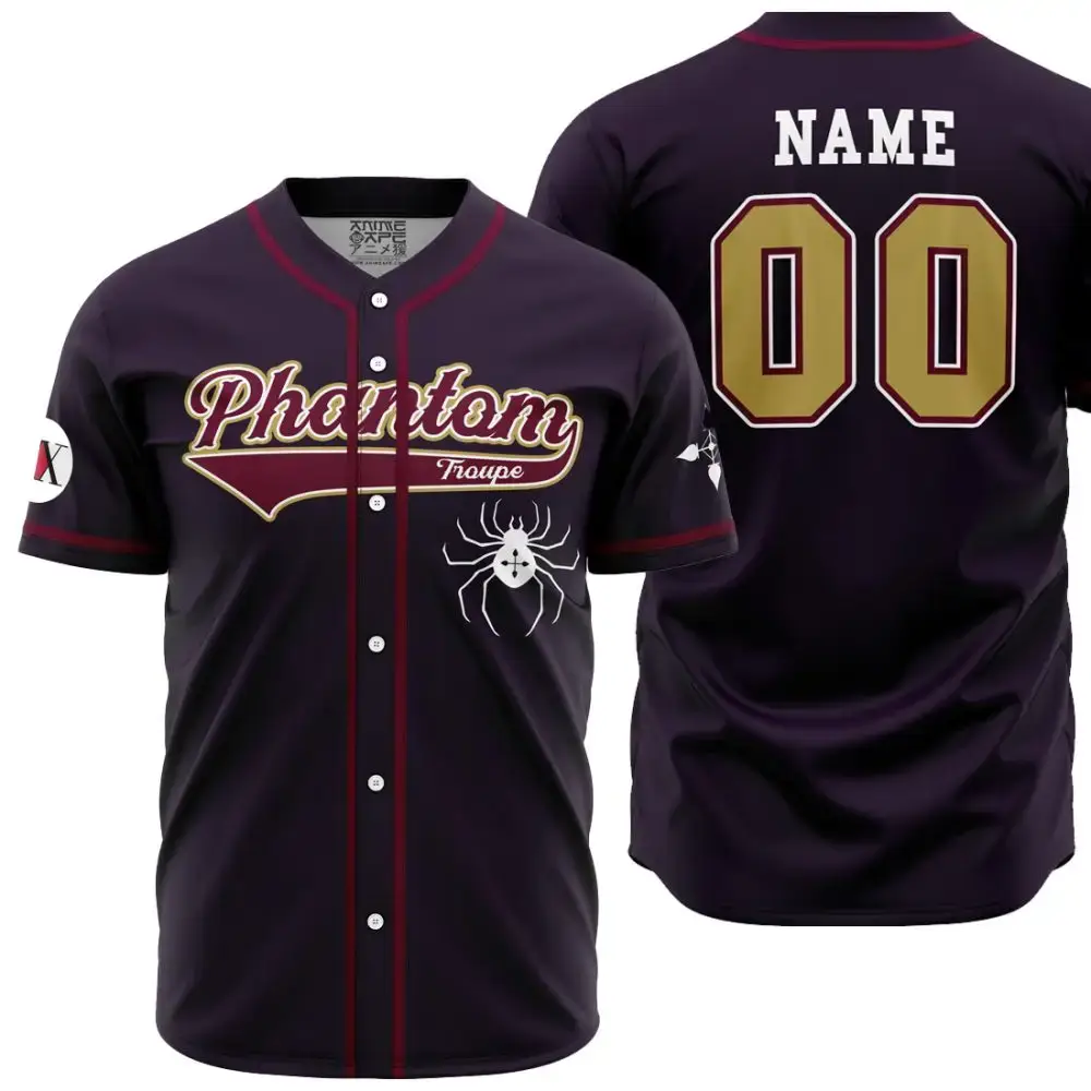 Custom Phantom Troupe Baseball Jersey - Personalized Name & Number, Stylish Anime-Inspired Design Image