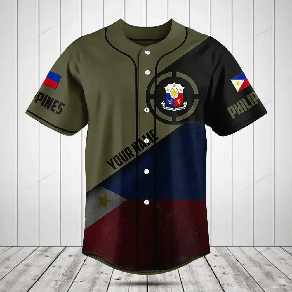 Custom Philippines Flag Baseball Jersey – Personalized Name & Flag Design Image