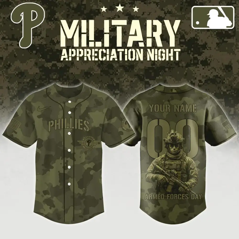 Custom Phillies Camo Jersey - Military Appreciation Night Tribute - Personalize Yours Now! Image