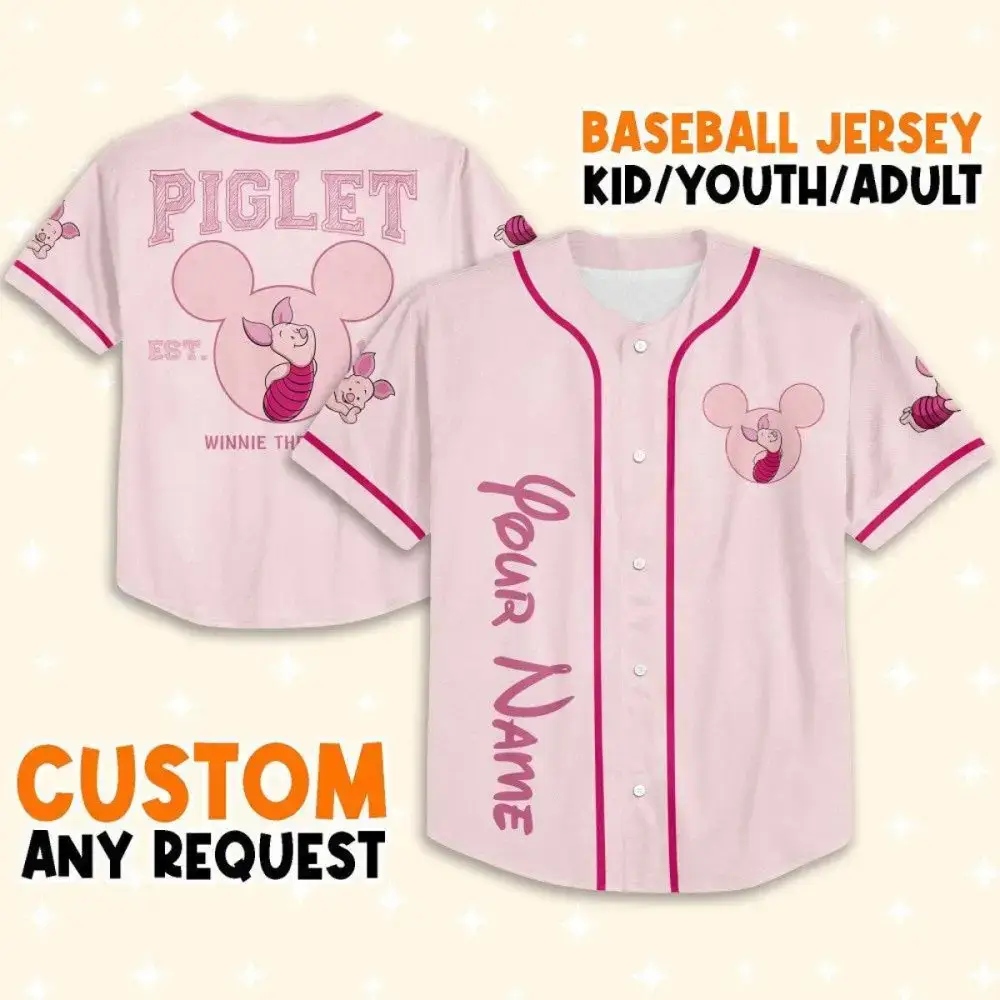 Custom Piglet Baseball Jersey - Personalized For Kids/Youth/Adults - Unique Gift! Image