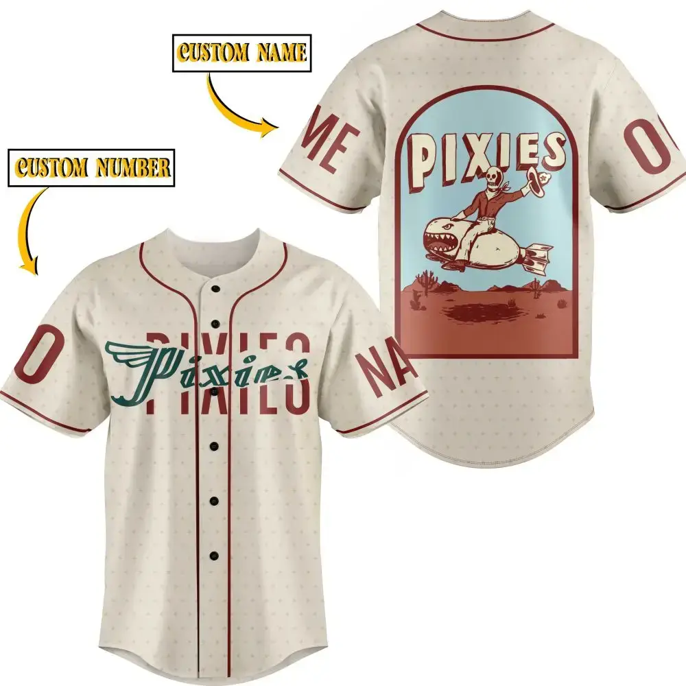 Custom Pixies Baseball Jersey - Add Your Name & Number - Unique Vintage Style Image
