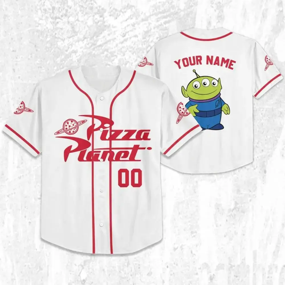 Custom Pizza Planet Baseball Jersey - Personalize With Your Name & Favorite Character! Image
