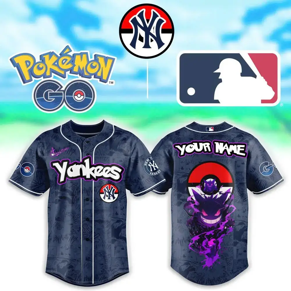 Custom Pokémon & Yankees Baseball Jersey – Personalized Fan Gear Image