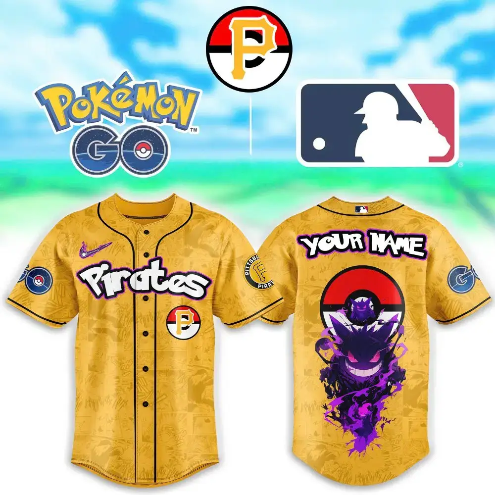 Custom Pokémon Go Baseball Jersey – Pirates Team Edition With Your Name – Limited Edition Image