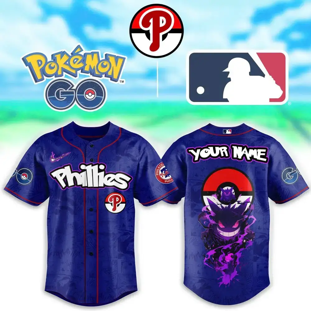 Custom Pokémon Go Phillies Baseball Jersey – Personalized Name & Design Image
