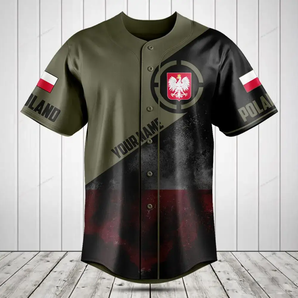 Custom Poland Baseball Jersey - Personalized Name & Flag Design - Unisex Sportswear Image