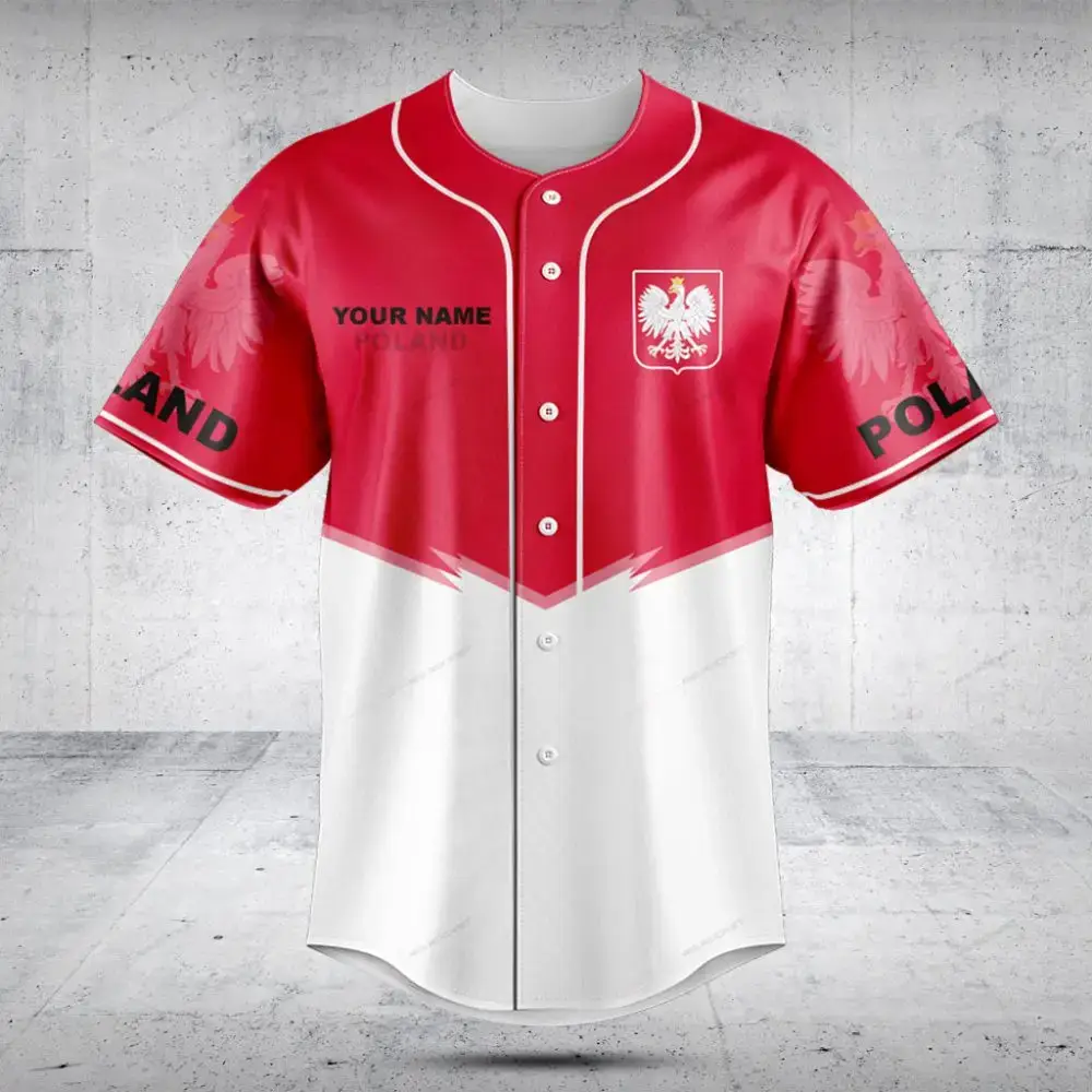Custom Poland Baseball Jersey - Personalized Sportswear With Eagle Emblem Image