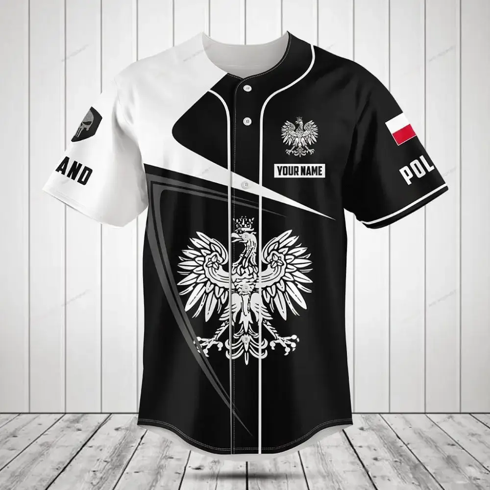 Custom Poland Eagle Baseball Jersey – Personalized Name & Number – Stylish Polish Pride Tee Image