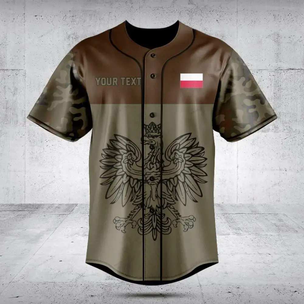 Custom Polish Eagle Camouflage Baseball Jersey - Personalize Your Style Now! Image