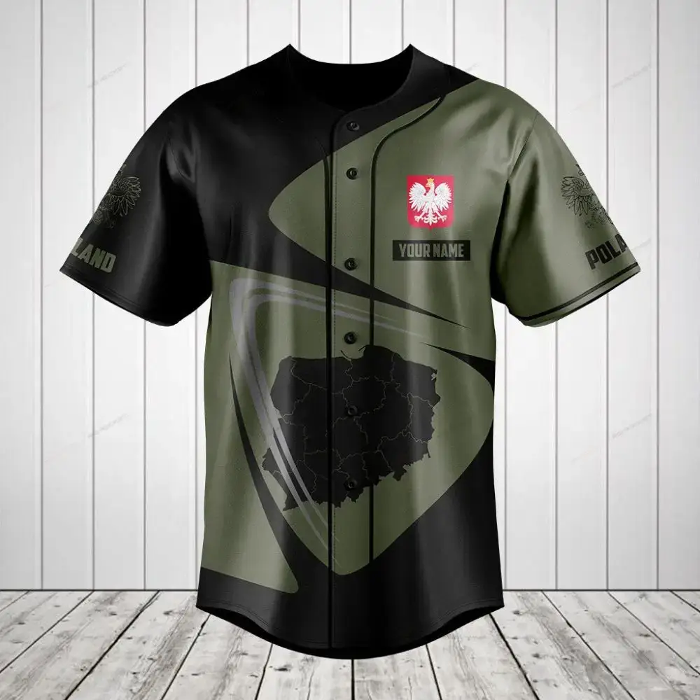 Custom Polish Map Baseball Jersey - Personalized Name & Flag Design - Unique Gift Idea Image