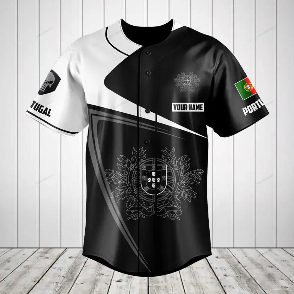 Custom Portugal Baseball Jersey - Personalized Unisex Sportswear With Flag & Crest Design Image