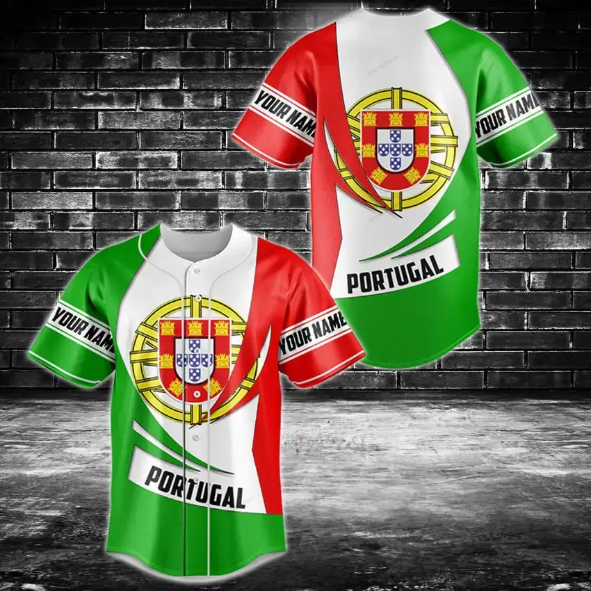 Custom Portugal Flag Baseball Jersey - Personalized Name & Number - Unique Gift Idea Image