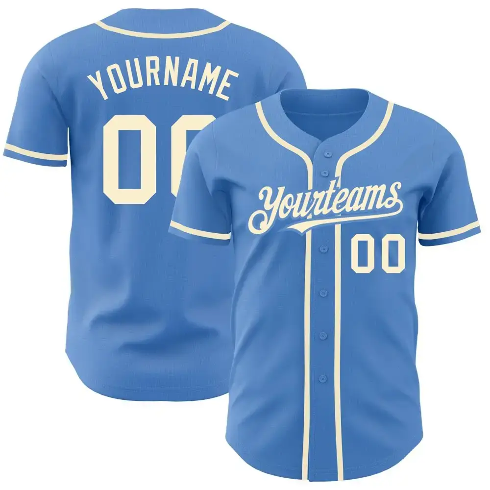 Custom Powder Blue Cream Authentic Baseball Jersey Image