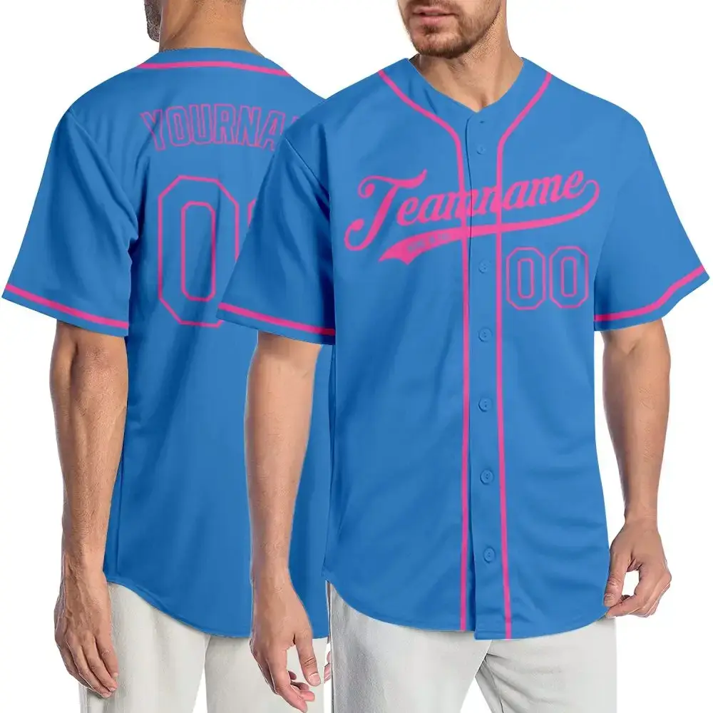 Custom Powder Blue Powder Blue-Pink Authentic Baseball Jersey Image