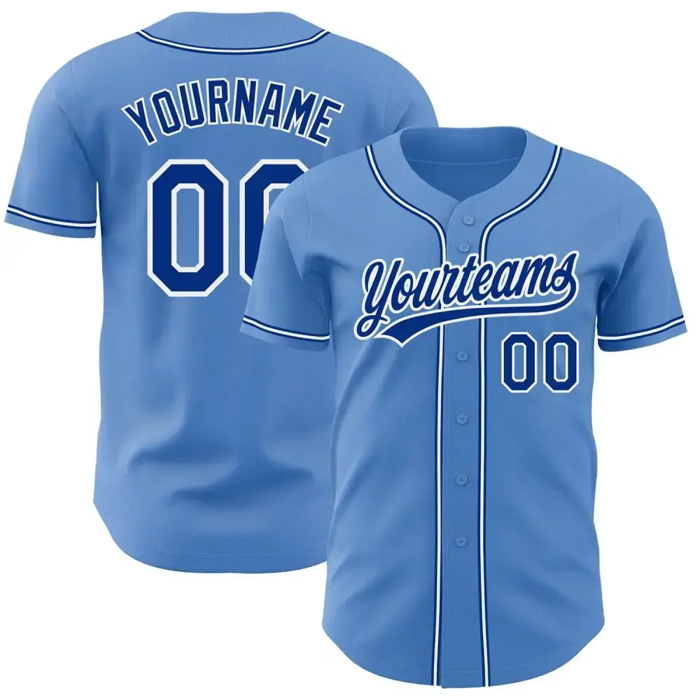 Custom Powder Blue Royal-White Authentic Baseball Jersey Image