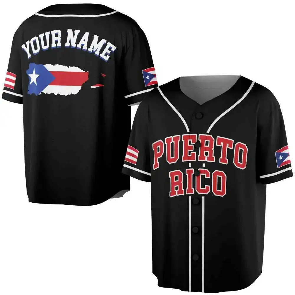 Custom Puerto Rico Baseball Jersey - Personalized Name & Flag Design Image